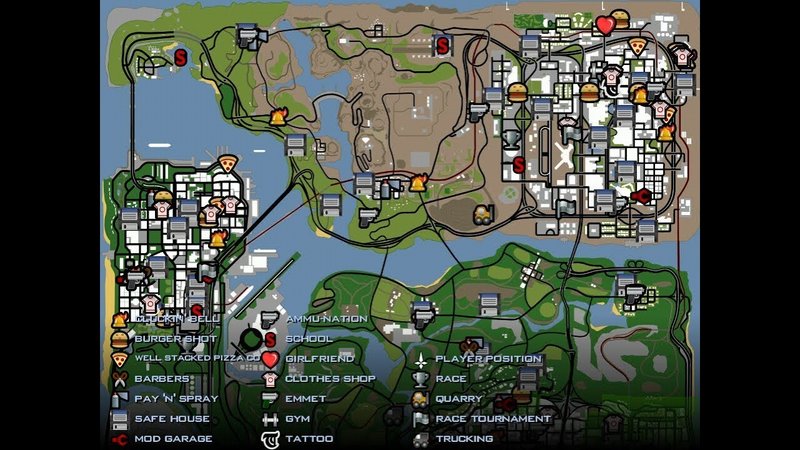 gta san andreas weapons location map